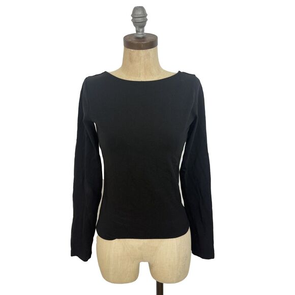 MADEWELL Long Sleeve Scoopback Tee XS Jet Black Stretch Solid Minimalist NWT B38 - Picture 2 of 6